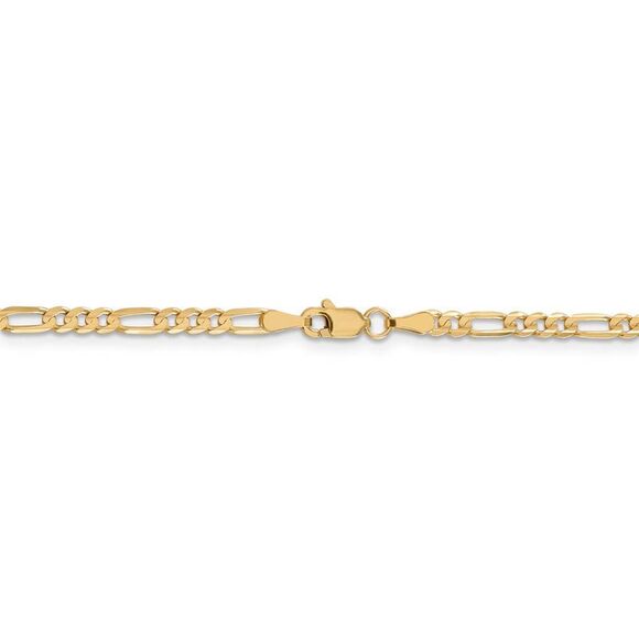 3mm 10k Yellow Gold Solid Diamond Cut Figaro Chain Necklace, 18 Inch - Picture 4 of 8